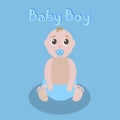 Cute Graphic for Baby Boy. Baby boy newborn lovely greeting card. Baby shower invitation template. Editable vector Royalty Free Stock Photo