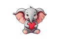 cute graphics elephant with a red heart elephant with a red heart