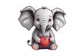 cute graphics elephant with a red heart elephant with a red heart