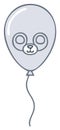 Cute gray balloon with an adorable panda face illustration and wavy string Royalty Free Stock Photo