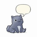 Cute Gray Cartoon Cat Sitting With Speech Bubble Royalty Free Stock Photo