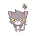 Cute gray cat character being mad