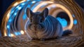 Adorable Chinchilla Posing in a Festive Light Tunnel Royalty Free Stock Photo