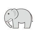 Cute gray color small elephant wild mammal animal vector drawing illustration Royalty Free Stock Photo