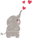 Cute gray elephant with hearts