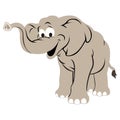 Cute gray elephant vector illustration isolated on white background. Royalty Free Stock Photo