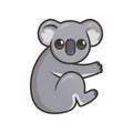 Cute gray koala, Australian animal. Flat vector illustration with outline, isolated on white background.