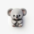 Cute Gray Koala 3d Logo: Miniature Small Scale Painting Style