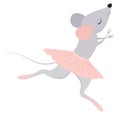 Cute gray small mouse ballerina in pink tutu Royalty Free Stock Photo