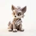 Cute Gray Wolf Toy: Fantasy Character Design With Detailed Feather Rendering