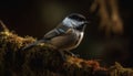 Cute great tit perching on branch, singing in tranquil forest generated by AI Royalty Free Stock Photo