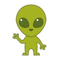 Cute green alien. Flat design for poster or t-shirt. Vector illustration