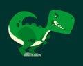 Cute green angry dinosaur vector cartoon character