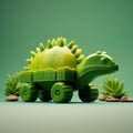 Cute Green Ankylosaurus Toy Train Set For Little Children