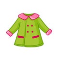 Cute green baby coat isolated. Baby clothes in cartoon style