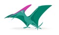 Cute green baby dinosaur, adorable prehistoric flying Pteranodon Royalty Free Stock Photo