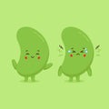 Cute Green Beans Characters Smiling and Sad