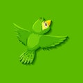 Cute green bird cartoon character Royalty Free Stock Photo