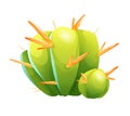 Cute green cactus with orange thorns, vector Royalty Free Stock Photo