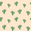 Cute green cactus succulent plants on pink background seamless pattern illustration Royalty Free Stock Photo