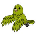 Cute green canary cartoon flying Royalty Free Stock Photo