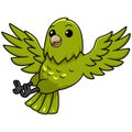 Cute green canary cartoon flying Royalty Free Stock Photo