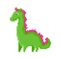 Cute green cartoon pixel dragon