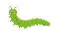 Cute green caterpillar character isolated on white background. Funny insect for kids. Vector cartoon illustration Royalty Free Stock Photo