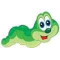 Cute green caterpillar character in green light, cartoon illustration, isolated object on a white background, vector illustration Royalty Free Stock Photo