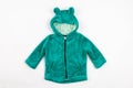 Cute green children`s winter jacket