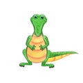 Cute green crocodile, funny reptile