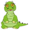 Cute green crocodile girl