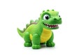 Cute green dino toy isolated on white, illustration generative AI
