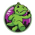 Cute green dinosaur cartoon with temaki Royalty Free Stock Photo