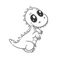 Cute green dinosaur cartoon vector for coloring Royalty Free Stock Photo