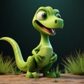Cute Green Dinosaur For Playful Children: Low-fi Ar Sandbox Model