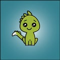 Cute green dinosaur posing normal. Vector illustration