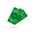 Cute green dollar money.vector illustration