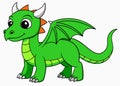 Cute green dragon cartoon isolated on white background Royalty Free Stock Photo