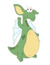 Cute green dragon listening Royalty Free Stock Photo