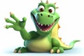 Cute green dragon on a white background, a symbol of the new year 2024 Royalty Free Stock Photo