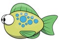 Cute Green Fish With Big Eyes Color Illustration Royalty Free Stock Photo