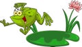 Cute Green Frog Cartoon Character Jumping Royalty Free Stock Photo