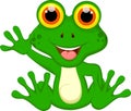 Cute Green frog cartoon sitting Royalty Free Stock Photo