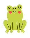 Cute green frog flat icon