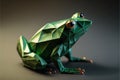Cute green frog made out of Origami paper