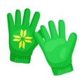 Cute green gloves. Vector illustration on a white background.