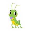 Cute Green Grasshopper Character Hold Heart Vector Illustration Royalty Free Stock Photo