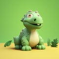 Cute Green Iguanodon Sandbox Model For Little Children To Play With
