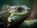 Close Up of cute green iguna reptile